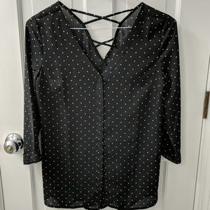 Black and White pokadot blouse